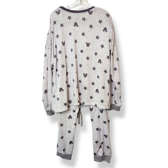 Disney Mickey Mouse Print Women's 2 Piece Pajama Set Grey Black Size XL - Picture 3 of 10